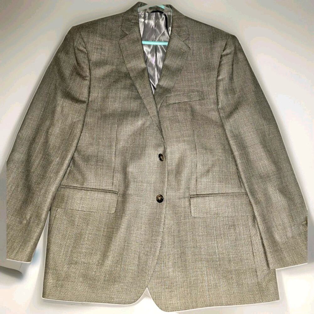 Ralph Lauren Blazer Mens 46 R Beige Houndstooth Wool Silk Sport Coat Dillards
